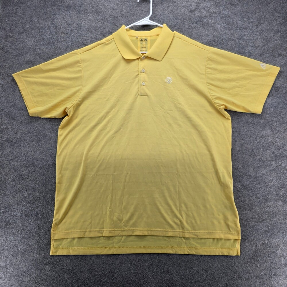 Adidas Golf Polo Shirt Mens XL Short Sleeve Yellow Climalite